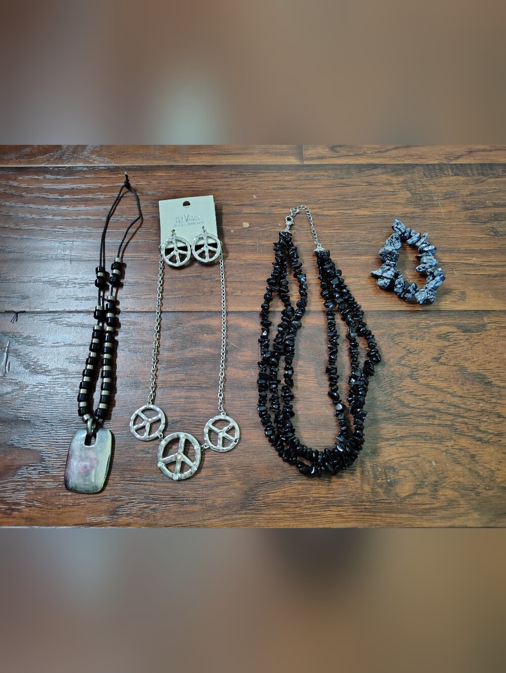 Vintage Y2K silver and black costume jewelry bundle Of Four